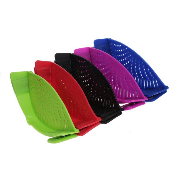 Silicone Kitchen Strainer Clip Pan Drain Rack Bowl Funnel Rice Pasta Vegetable Washing Colander Draining Excess Liquid Univers - Image 3
