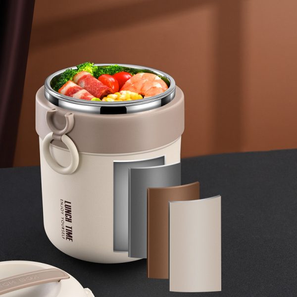 Large capacity insulated lifting pot, stainless steel portable carrying rice bucket