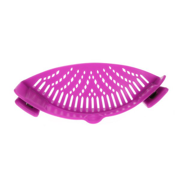 Silicone Kitchen Strainer Clip Pan Drain Rack Bowl Funnel Rice Pasta Vegetable Washing Colander Draining Excess Liquid Univers - Image 11