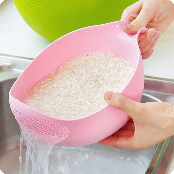 Food Grade Plastic Rice Beans Peas Washing Filter Strainer Green Pink Color Basket Sieve Drainer Cleaning Gadget Color At Random