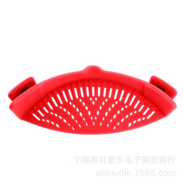 Silicone Kitchen Strainer Clip Pan Drain Rack Bowl Funnel Rice Pasta Vegetable Washing Colander Draining Excess Liquid Univers - Image 12